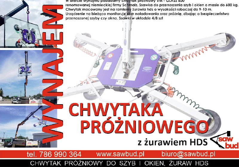 Ssawka próżniowa do szyb i okien żuraw hds