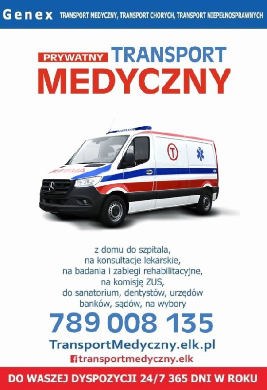 Transport medyczny sanitarny KARETKA AMBULANS Olecko Gołdap Suwałki