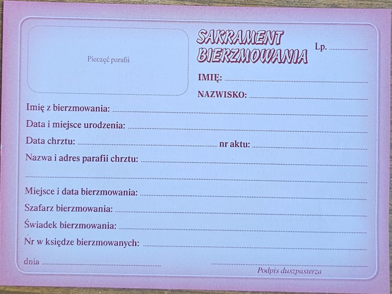 Swiadectwo bierzmowania