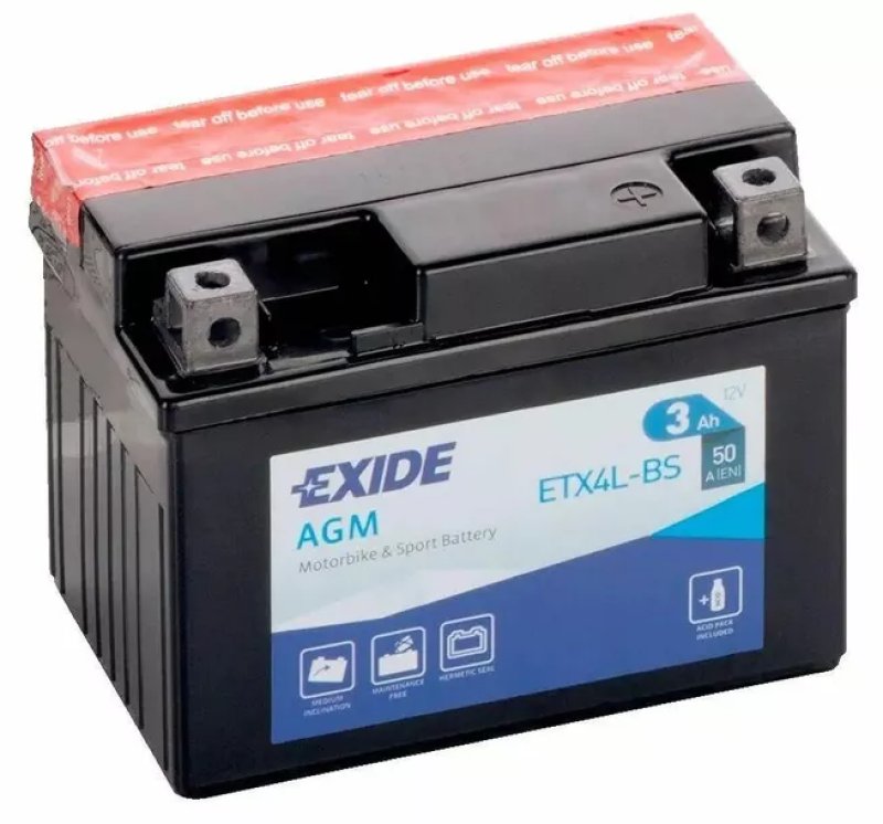 Akumulator motocyklowy 3Ah 50A Exide ETX4L BS