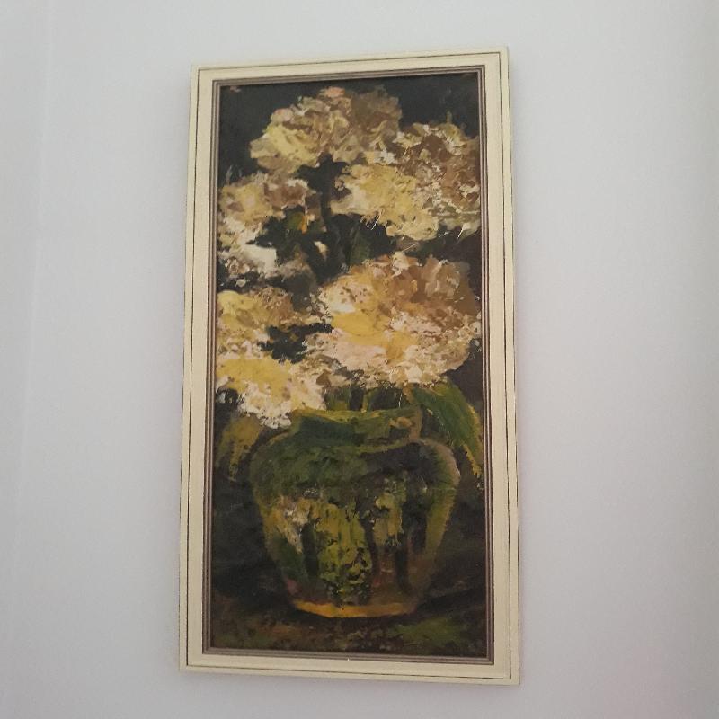 Obraz malowany farmami z drewnianą ramą - 01