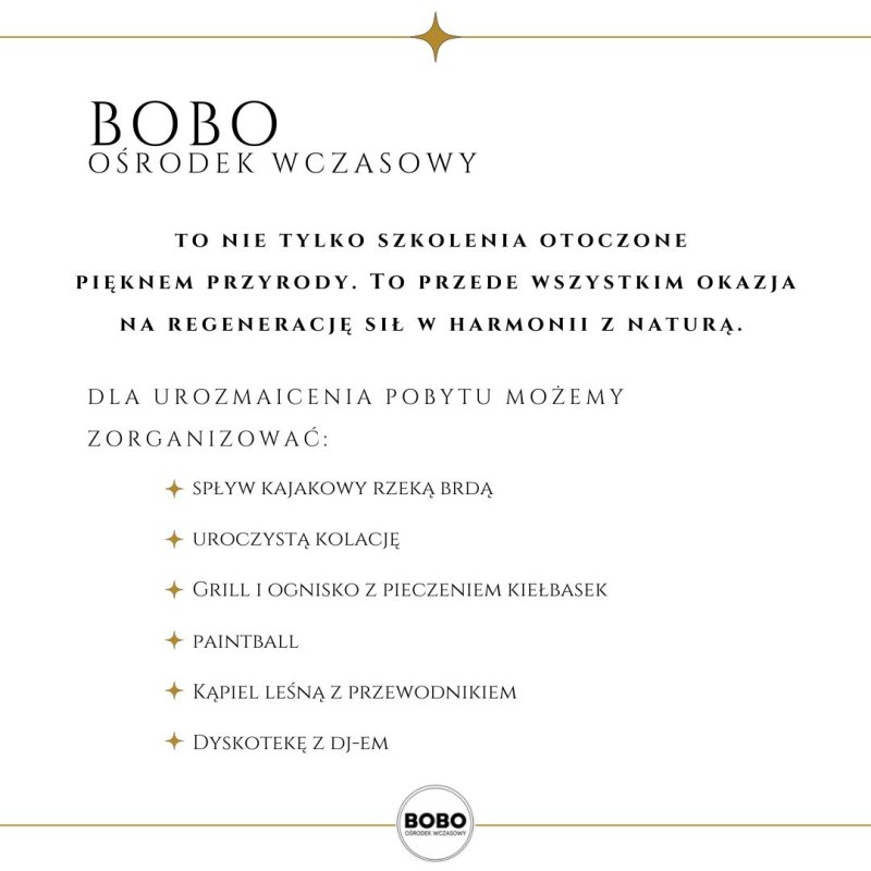 Sala Konferencyjna miejsce na szkolenia Ośrodek Wczasowy BOBO - 04