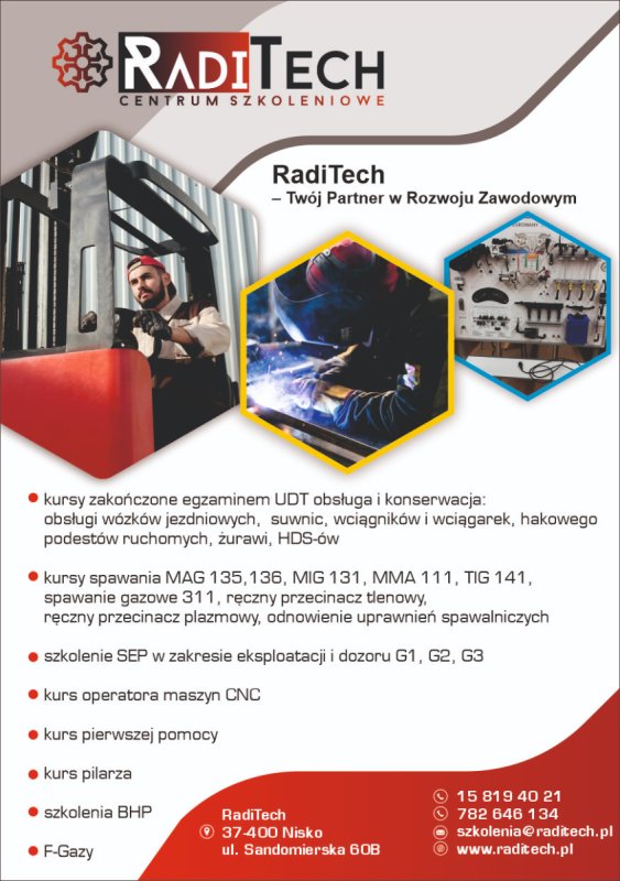 Kurs wózki widłowe, suwnice, podesty, spawanie,SEP