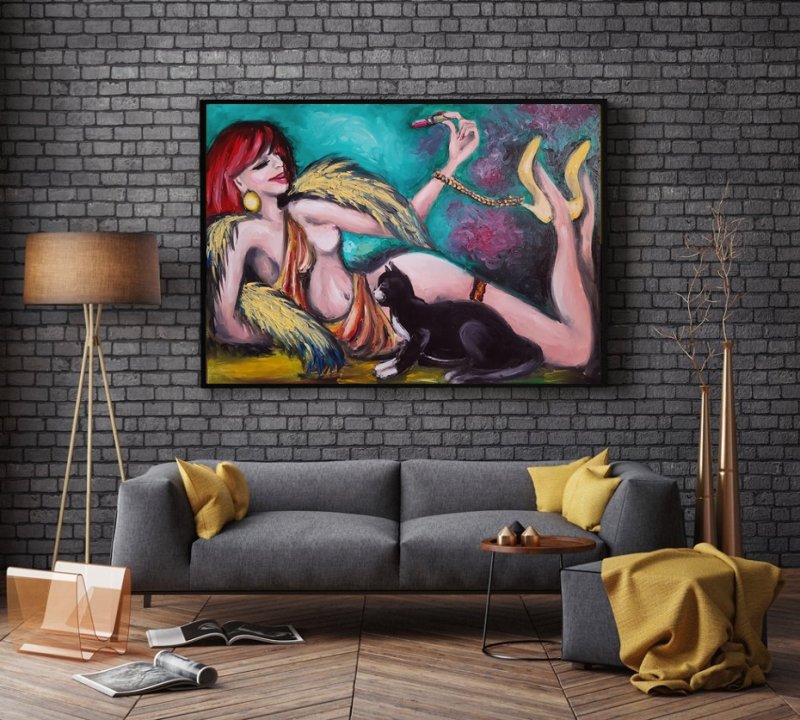 Kobieta z Kotem obraz surrealistyczny - 01