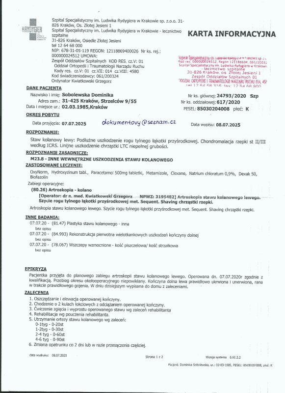 Wypis Szpitalny, Karta Informacyjna, Upoważnienia