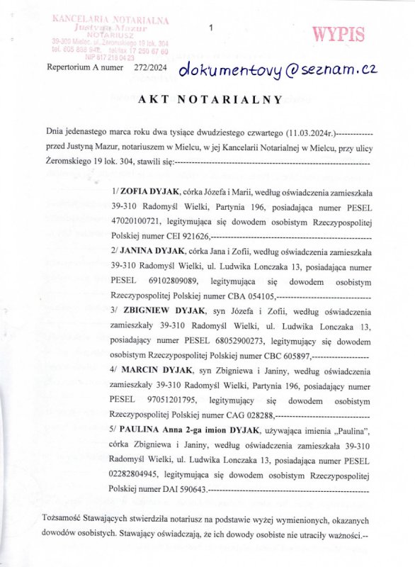 Pozwolenie na budowę , Akt Notarialny