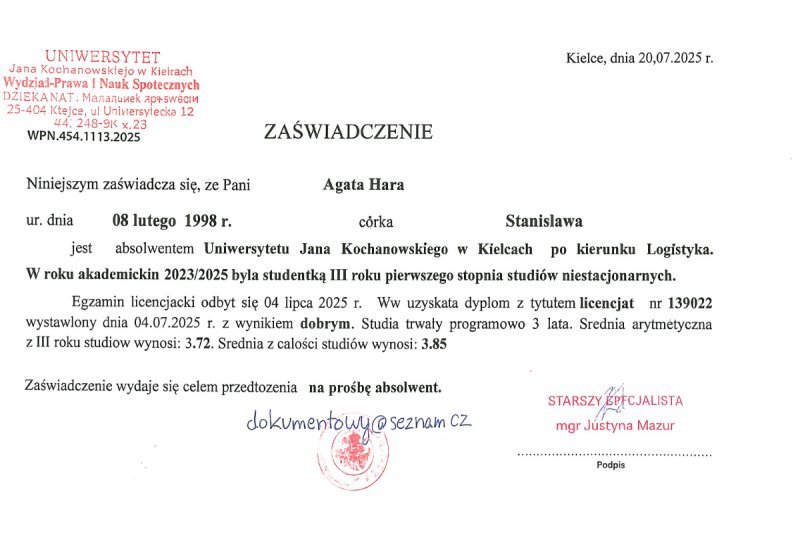 Zaświadczenie Absolwenta Uniwersytetu Lub Innej Uc - 01