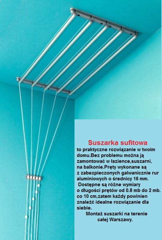 Monter suszarki sufitowej do suszenia ubrań.