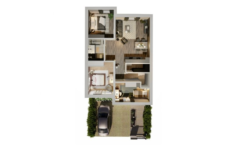 4 pokojowe mieszkanie z ogrodem w nowym szeregowcu - 01 4 pokojowe mieszkanie z ogrodem w nowym szeregowcu - 01