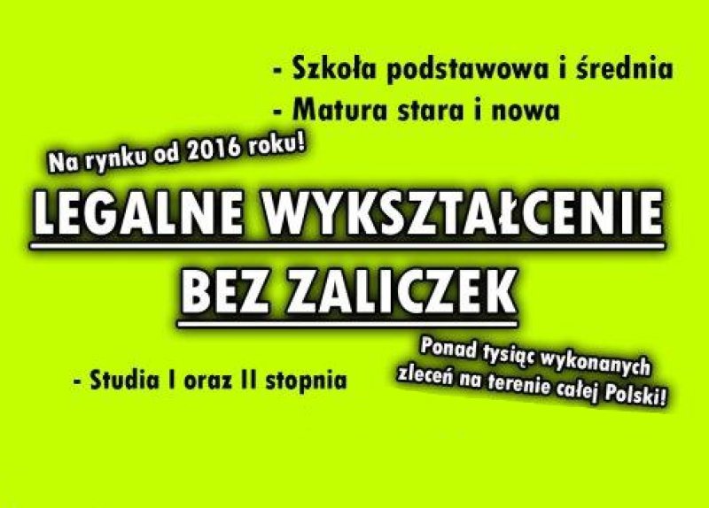 Świadectwo matura. Legalna Matura. Dyplom studiów