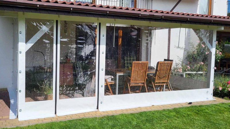 Plandeka na taras na wymiar zabudowa tarasu PVC