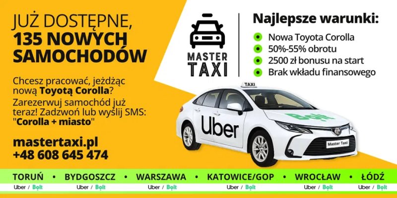 Praca Kierowca Student zarabiaj 7000+ Uber/Bolt