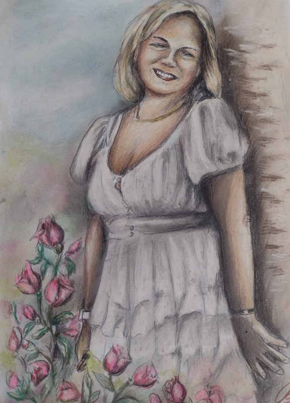 Portret ze zdjęcia ołówkiem lub kredkami - 03