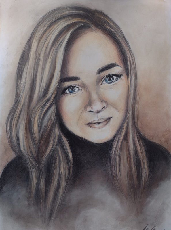 Portret ze zdjęcia ołówkiem lub kredkami - 04