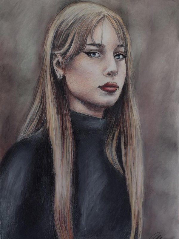 Portret ze zdjęcia ołówkiem lub kredkami - 07