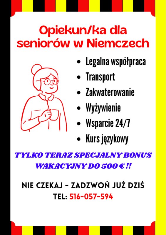 Opieka nad seniorem w Niemczech bonusy wakacyjne