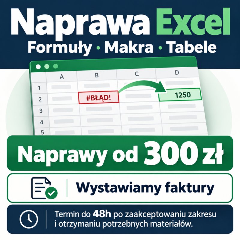Naprawa Excela do 48h: formuły, makra, błędy