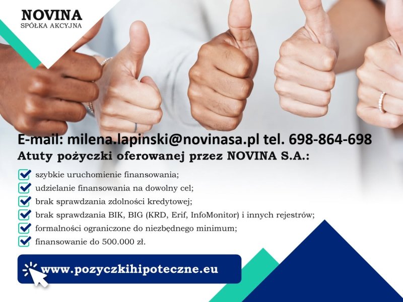Pożyczka hipoteczna NOVINA S.A.dla przedsiębiorców - 01 Pożyczka hipoteczna NOVINA S.A.dla przedsiębiorców - 01